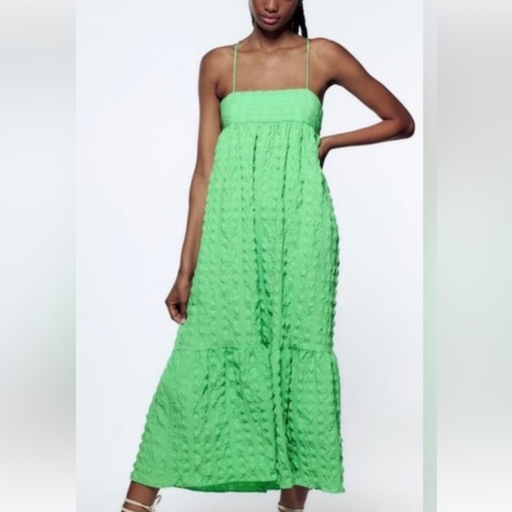 Zara Green Textured Maxi Dress *sold out online*